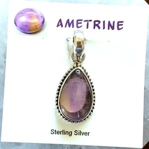 Sterling Silver & Ametrine stone pendant, new